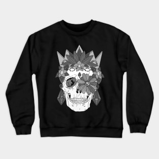 Royal Dead, Floral Crown Greyscale Sugar Skull Crewneck Sweatshirt